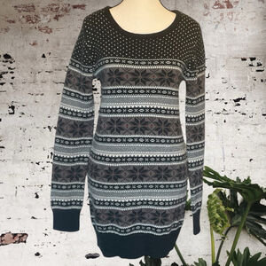 Jules & James fair isle Sweater dress Black,White,tan& red sz M